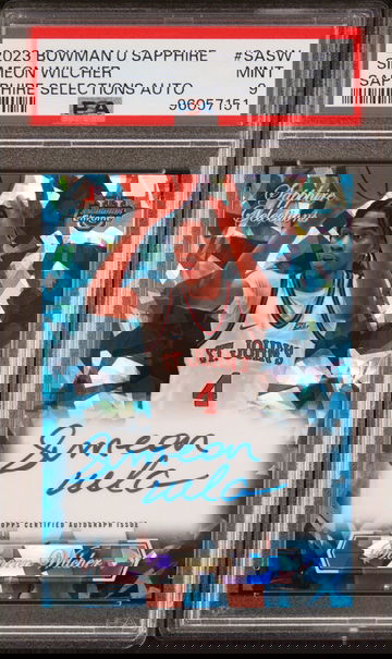 2023 Bowman University Chrome Sapphire Sapphire Selections Autographs Simeon Wilcher #SASW /50 PSA 9
