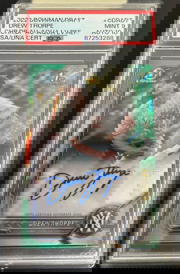 2022 Bowman Chrome Draft Drew Thorpe Aqua Lava Auto PSA 9