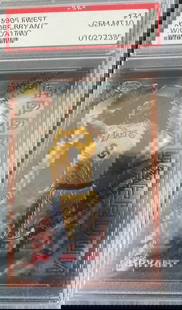 Kobe Bryant 1996 topps finest w/coating rookie psa 10