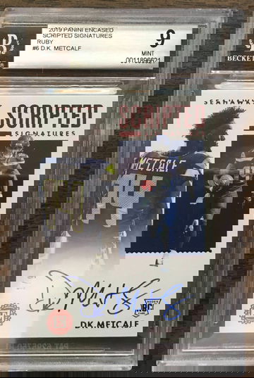 2019 Panini Encased Scripted Signatures Ruby DK Metcalf 1/9 - BGS 9