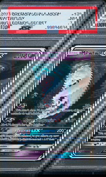 2017 Pokemon Sun and Moon Shining Legends Secret Rare Mewtwo Gx #78 PSA 7