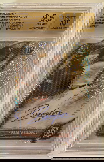 2022 Bowman Chrome Roberto Campos Prospect Auto Speckle Refractor BGS 9.5