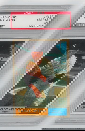 1961 TOPPS #455 EARLY WYNN PSA 8 NM - MINT