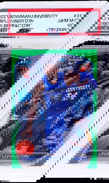 2022 Bowman University Green Refractor Chris Livingston #13 /99 PSA 10