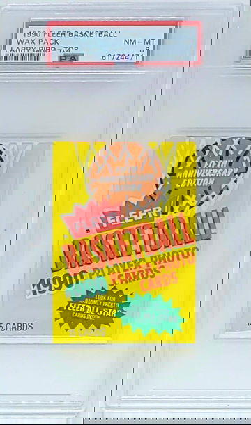 1990 FLEER BASKETBALL WAX PACK LARRY BIRD #8 TOP PSA 8 NM-MT RARE POP 7 NEW CASE