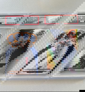 (2) PSA 9 MINT Daniel Jones (1) 2019 Panini Chronicles Crown Royale RC (1) 2020 Panini Mosaic Silver Prizm (Canada) 