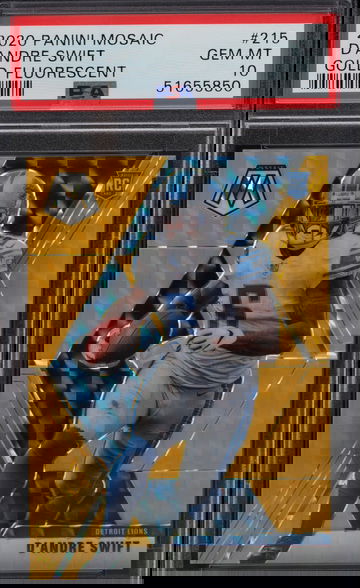 2020 Panini Mosaic D'ANDRE SWIFT Gold Fluorescent /20 Rookie RC PSA 10