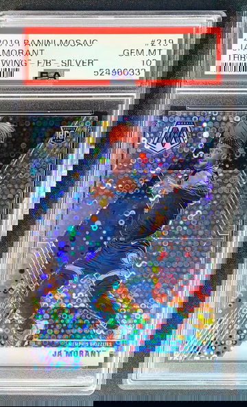 (See pics* cracked slab edge) 2019-20 Ja Morant Mosaic Fast Break Silver Prizm Throwing Variation RC #219