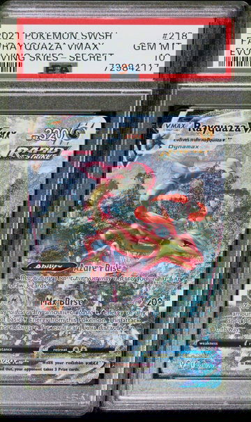 2021 Pokemon Sword and Shield Evolving Skies #218 Rayquaza Vmax Secret Rare Alternate Art PSA 10