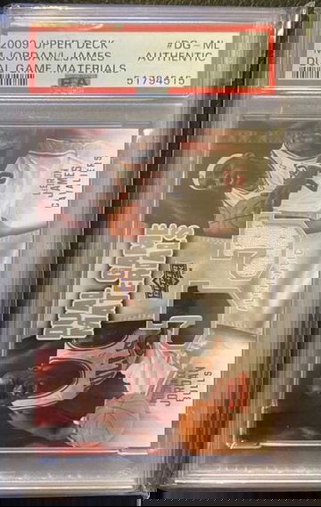 2009 Upper Deck Michael Jordan Lebron James Dual Game Materials Jersey Card #DG-ML PSA Authentic