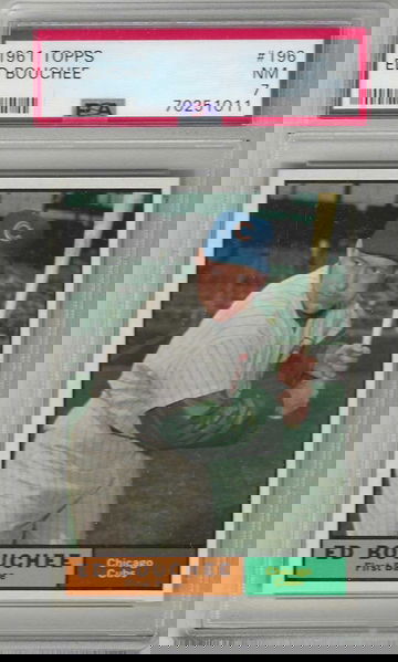 1961 Topps Ed Bouchee PSA 7 Chicago Cubs Baseball Card #196