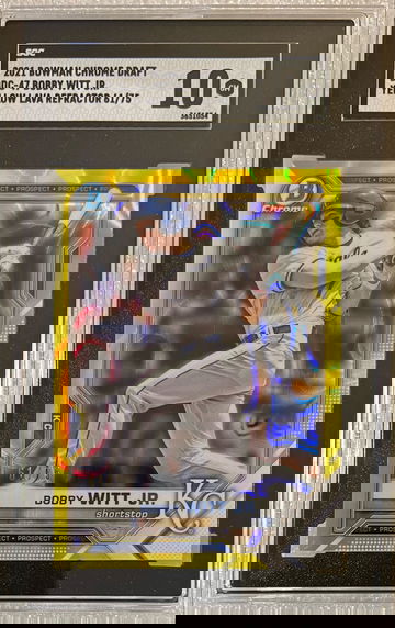 2021 Bowman Draft Chrome Bobby Witt Jr. RC #61/75 Yellow Lave Refractor SP SGC 10 Gem Mint