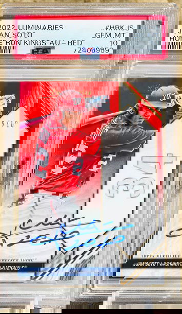 Juan Soto Red /10 Auto PSA 10 POP 1 Luminaries 2022