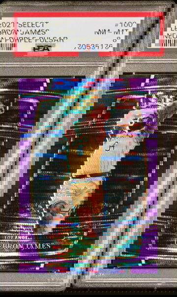LEBRON JAMES 2021-22 Panini Select Concourse Purple Pulsar 2/5 FOTL PSA 8 NM-MT