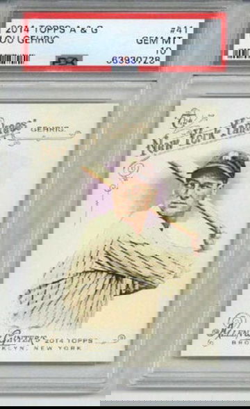 2014 TOPPS ALLEN & GINTER #41 LOU GEHRIG CARD NEW YORK YANKEES PSA 10 LOW POP