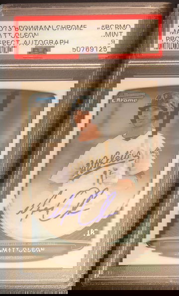 2013 Bowman Chrome Prospect Autograph BCPMO Matt Olson Pre Rookie RC PSA 10 Gem Mint
