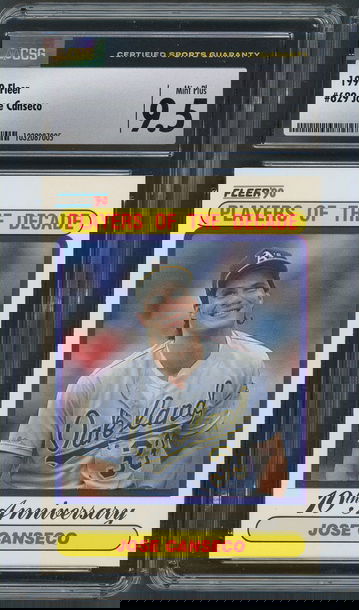 1990 Fleer Jose Canseco Players of the Decade #629 CSG Mint+ 9.5 - Athletics