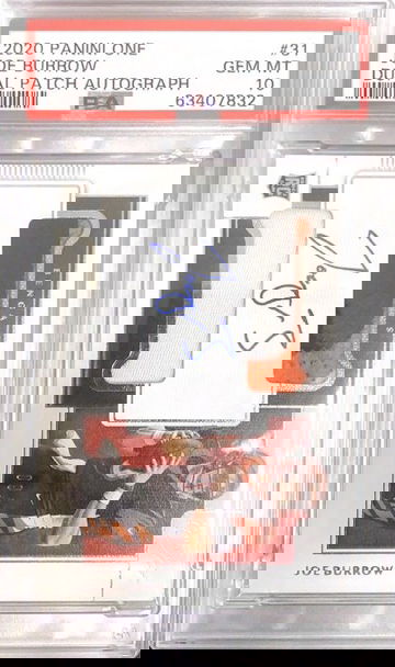 2020 Panini One 31 Joe Burrow Dual Patch Rookie Auto RPA /99 PSA 10 GEM MINT