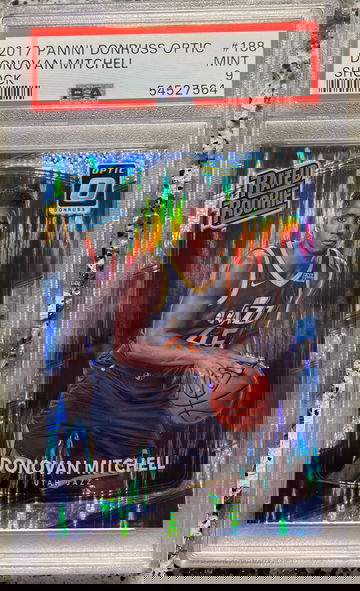 2017-18 Panini Donruss Optic Shock Donovan Mitchell Rc Rookie Card Psa 9 MT #188