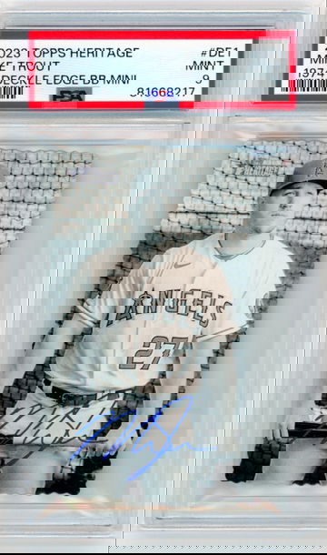 2023 Topps Heritage #DE1 Mike Trout 1974 Deckle Edge Baseball Mini PSA 9 MINT!