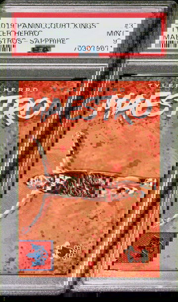 2019 Panini Court Kings Maestros Sapphire 14/25 Tyler Herro RC PSA 9 Mint Heat