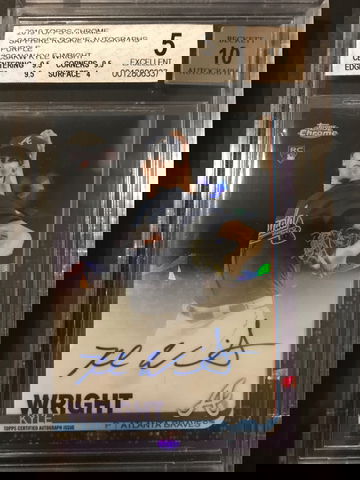 2019 Topps Chrome Sapphire Rookie Autographs purple 06/10 #CSAKW Kyle Wright