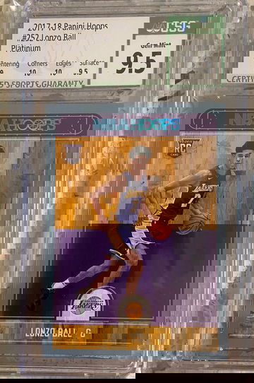 2017-18 Panini Hoops Lonzo Ball Platinum 9.5 Gem Mint