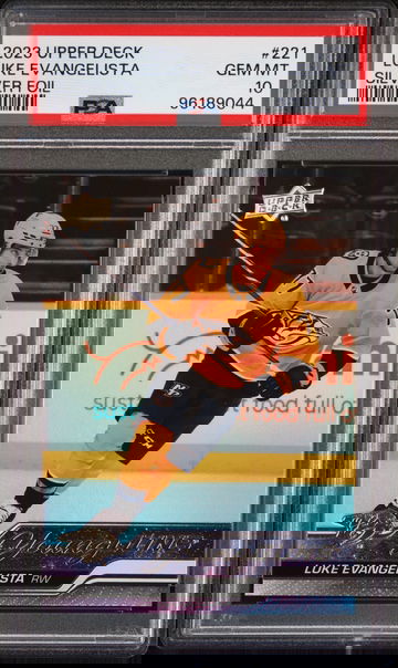 2023 Upper Deck Series 1 Young Guns Silver Foil Luke Evangelista #221 RC PSA 10