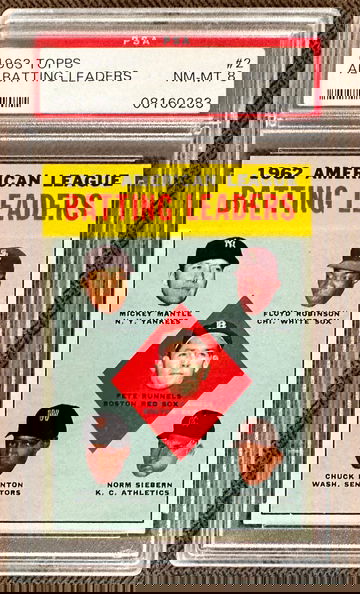 1963 Topps AL Batting Leaders #2 PSA 8 Mickey Mantle