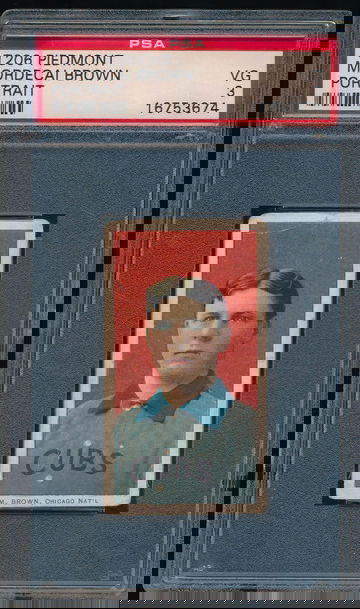 1909 -11 T206 Mordecai Brown Portrait PSA 3 VG (Sweet Cap)