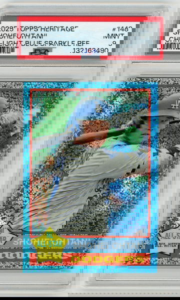 SHOHEI OHTANI 2025 Topps Heritage Chrome Blue Sparkle Refractor #148 PSA 9