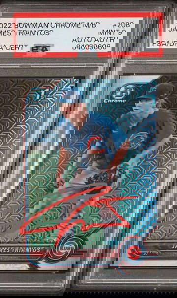 2022 Bowman Chrome James Triantos Mega Box Refractor Auto PSA 9