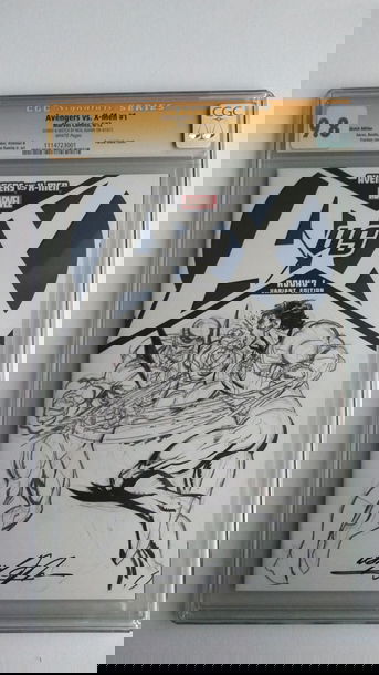 Avengers VS X-Men #1 Blank Cover variant. Neal Adams signed & sketched cover. 