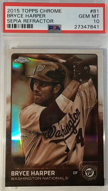 2015 Topps Chrome Bryce Harper Sepia Refractor PSA 10-Gem Mint