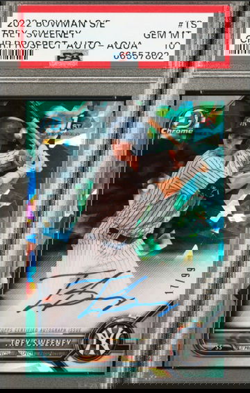 PSA 10 2022 Bowman Sapphire Trey Sweeney Autograph /99