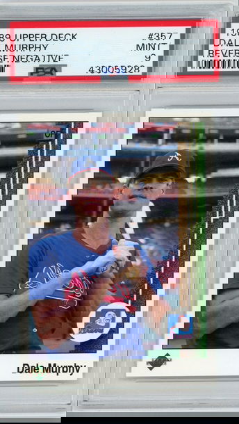 1989 Upper Deck #357 Dale Murphy Error ERR Reverse Negative RevNeg PSA 9