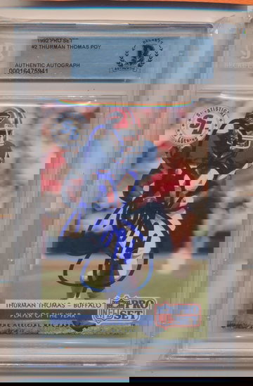 1992 Pro Set #2 Thurman Thomas Poy Signed Autograph Beckett Bills 