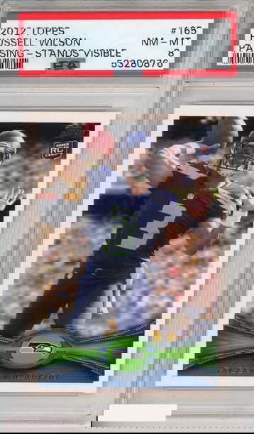 2012 TOPPS RUSSELL WILSON #165 PASSING-STANDS VISIBLE ROOKIE RC PSA 8 NM-MT