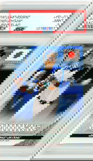 2018 Leaf Rookie #FL-01 Shohei Ohtani Exclusive Flag PSA 9 MINT!