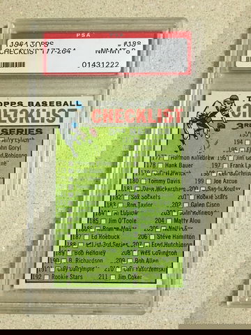 1964 Topps #188 Checklist 177-264 PSA 8 NM-MT 3rd SERIES