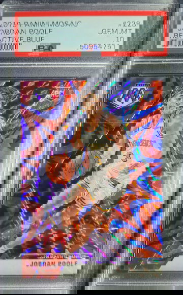 2019 panini Mosaic Jordan Poole blue reactive PSA 10