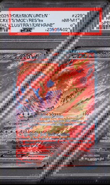 2025 Pokemon Scarlet and Violet Destined Rivals Special Illustration Rare Team Rocket’S Moltres Ex #229 PSA 8