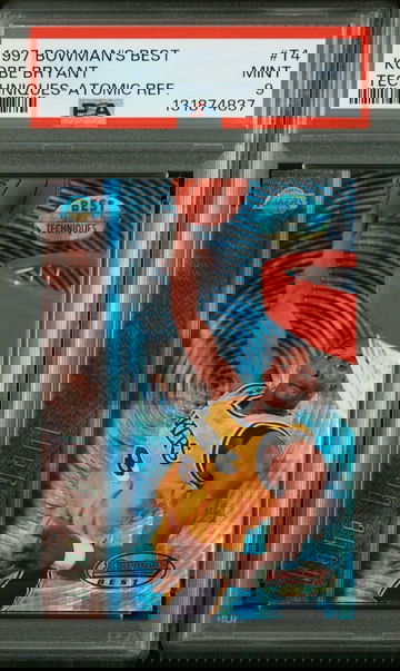 1997-98 Bowman 's Best Kobe Bryant Techniques Atomic Refractor #T4 Lakers PSA 9