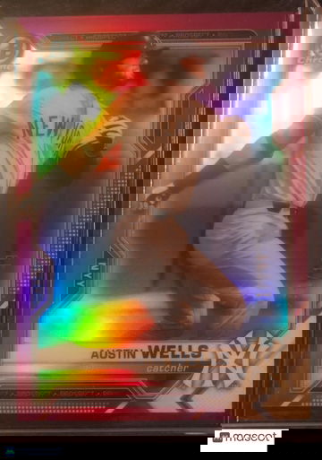 Austin Wells 2021 Bowman Chrome Prospects BCP-214 Pink/Fuscia Refractor SP /199