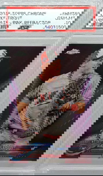 2018 TOPPS CHROME #HMT69 MIKE TROUT UPDATE - PINK REFRACTOR PSA 10