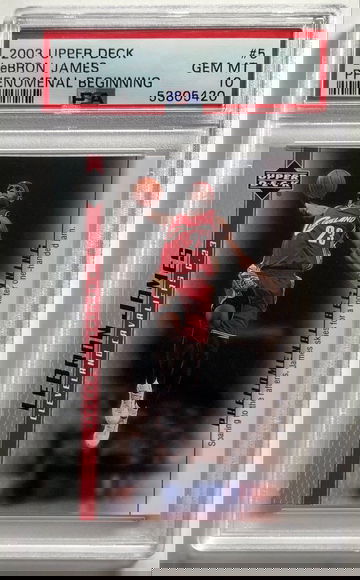 2003-04 Upper Deck Phenomenal Beginning Set Lebron James #5 PSA 10 Rookie Card Dunk RC