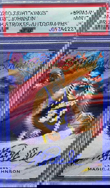 2020-21 Panini Court Kings Brush Strokes Magic Johnson HOF AUTO /75 PSA 9 Mint