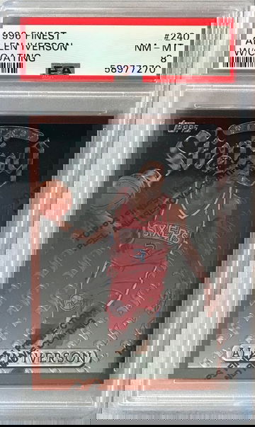 Allen Iverson 1996 Finest #240 w/ Coating Rookie RC PSA 8 NM-Mint - 76ers