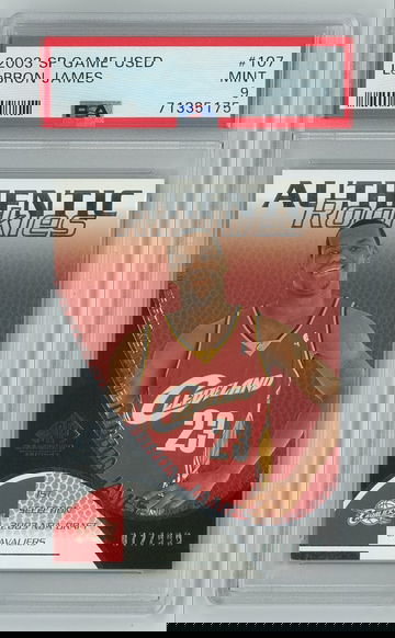 LEBRON JAMES 2003 SP Game Used Authentic Rookies #107 Serial #/999 PSA 9 Mint