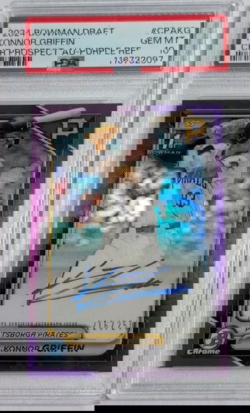 2024 Bowman Chrome Konnor Griffin Purple Refractor Auto PSA 10